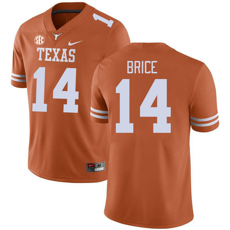 Texas Longhorns #14 X'Avion Brice SEC Conference College Football Jerseys Stitched Sale-Orange